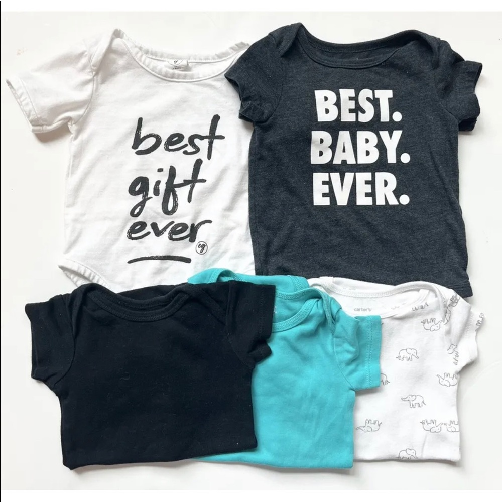 3-6M Baby Boy Bodysuit Onesie Bundle 5 Piece Lot Unisex Graphic